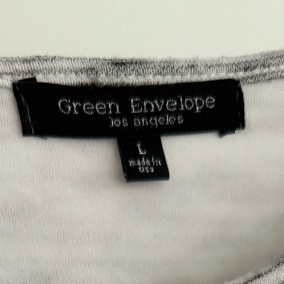 GREEN ENVELOPE Grey Sweatshirt Tunic with Black Ruffle Hem Large - Picture 3 of 4